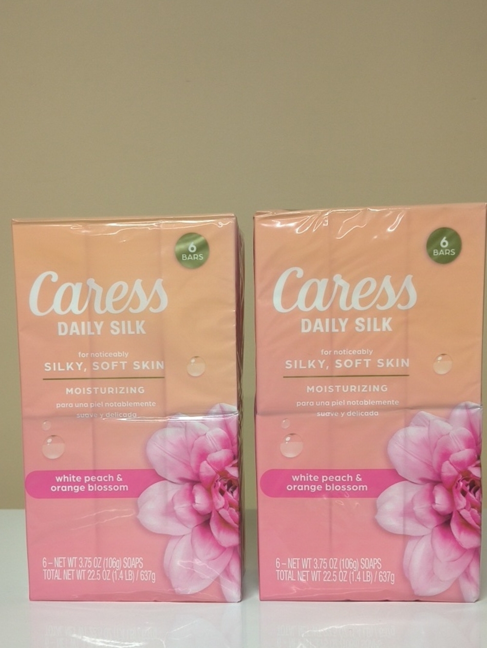 Caress Daily Silk Moisturizing Soap Bars - White Peach & Orange Blossom (Pink)